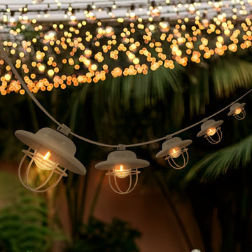 Indoor/Outdoor 10 ft. Rustic Farmhouse Incandescent G40 Metal Cage Shade String Lights